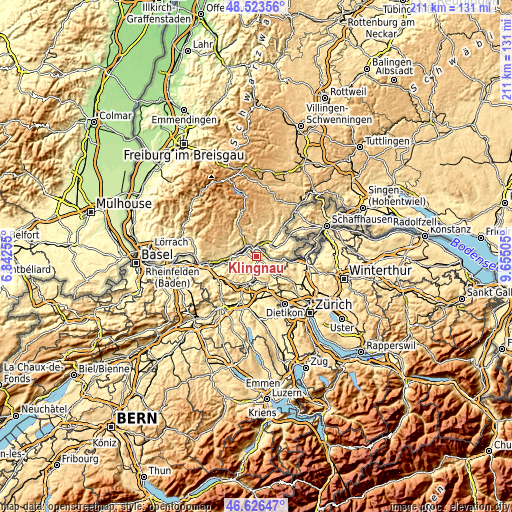 Topographic map of Klingnau