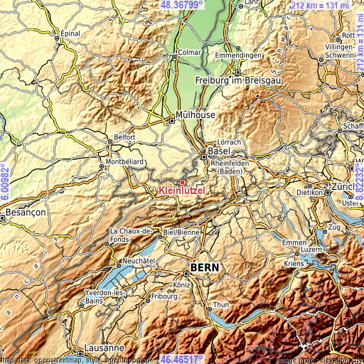 Topographic map of Kleinlützel