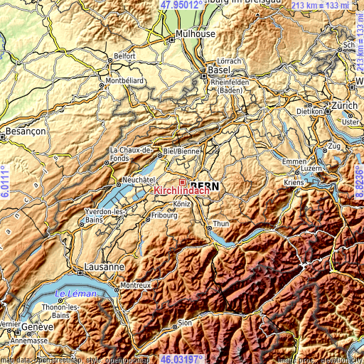 Topographic map of Kirchlindach