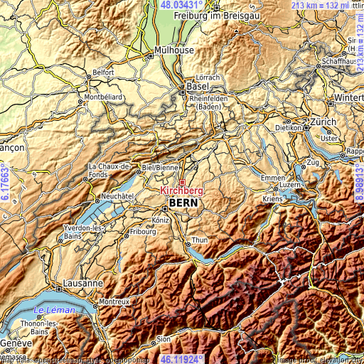 Topographic map of Kirchberg