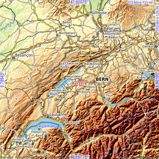 Topographic map of Kerzers