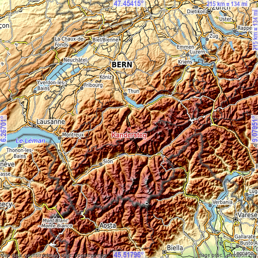 Topographic map of Kandersteg