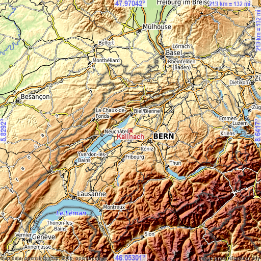 Topographic map of Kallnach