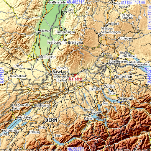 Topographic map of Kaisten