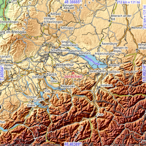 Topographic map of Jonschwil