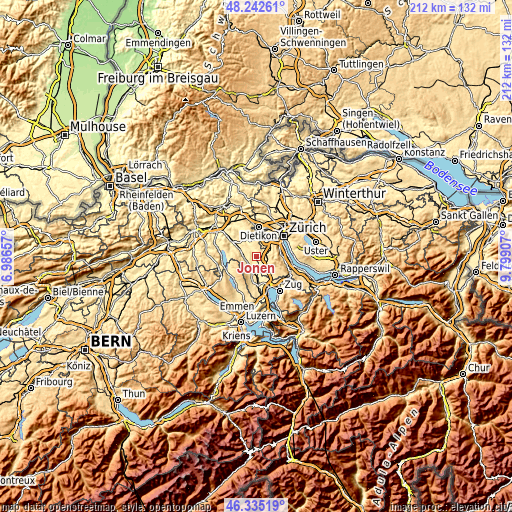 Topographic map of Jonen