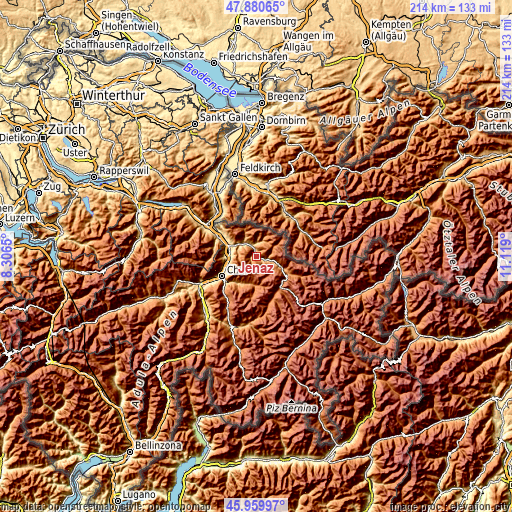 Topographic map of Jenaz