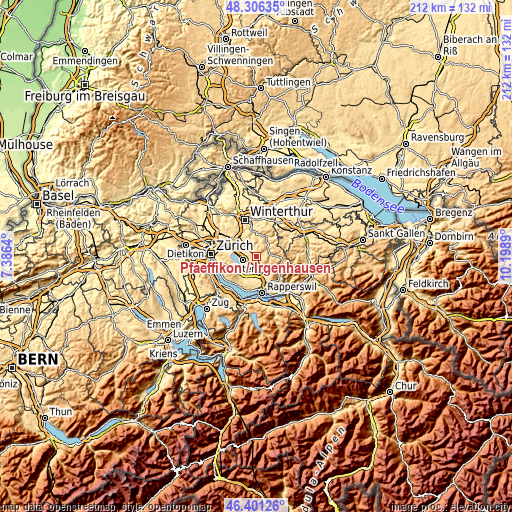 Topographic map of Pfäffikon / Irgenhausen