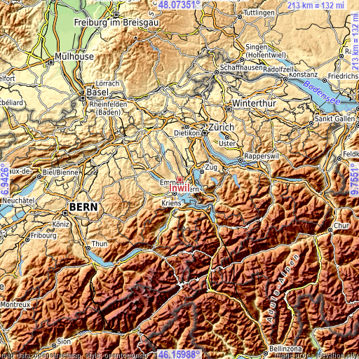 Topographic map of Inwil