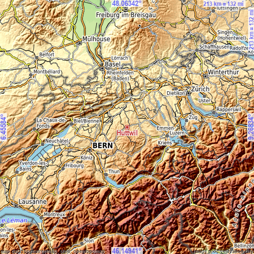 Topographic map of Huttwil