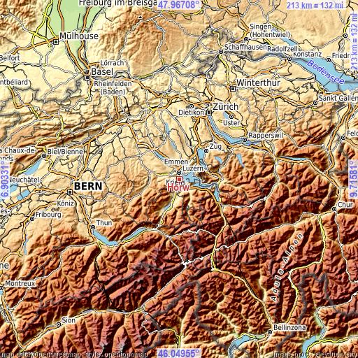 Topographic map of Horw