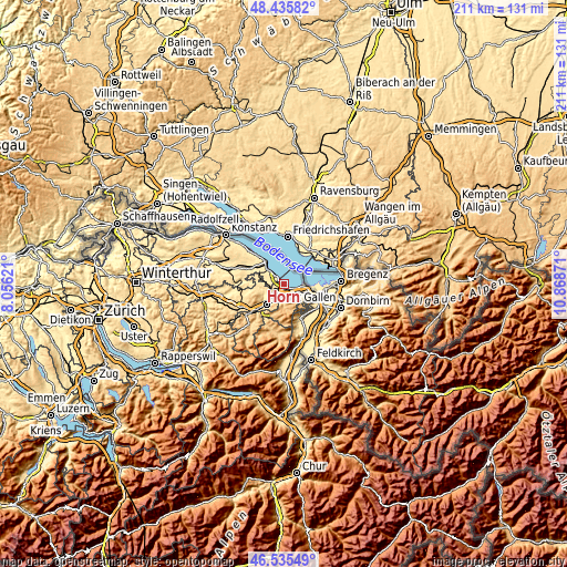 Topographic map of Horn
