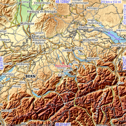 Topographic map of Hohenrain