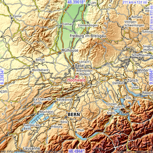 Topographic map of Hochwald