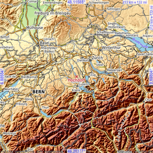 Topographic map of Hochdorf
