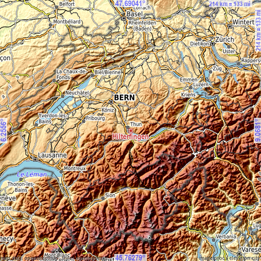 Topographic map of Hilterfingen