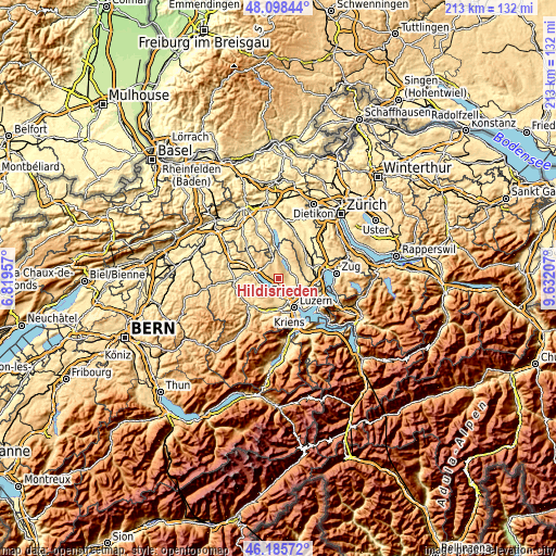 Topographic map of Hildisrieden