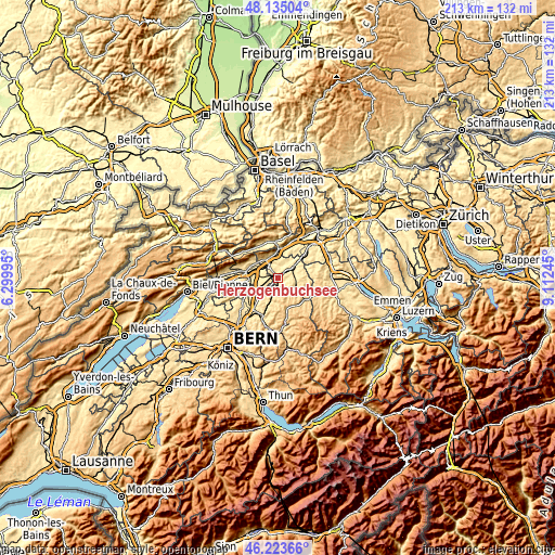 Topographic map of Herzogenbuchsee