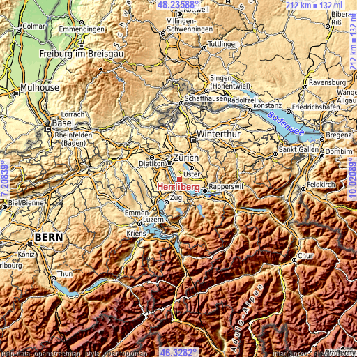 Topographic map of Herrliberg