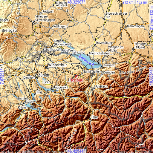 Topographic map of Herisau