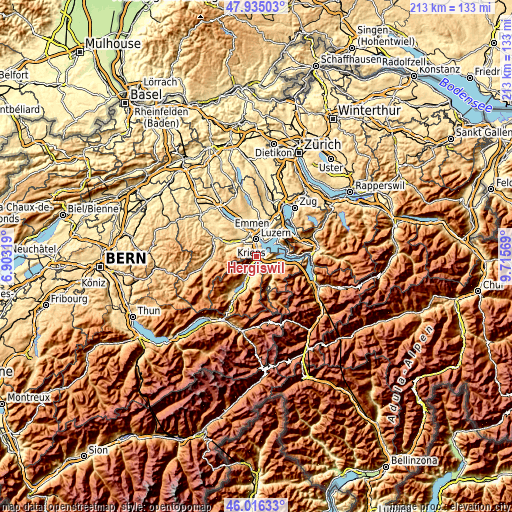 Topographic map of Hergiswil