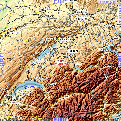 Topographic map of Heitenried