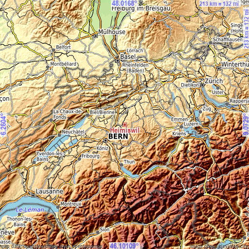 Topographic map of Heimiswil