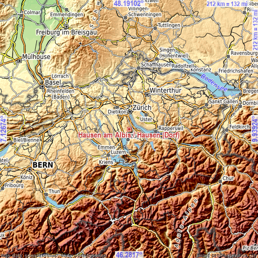 Topographic map of Hausen am Albis / Hausen (Dorf)