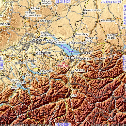 Topographic map of Haslen