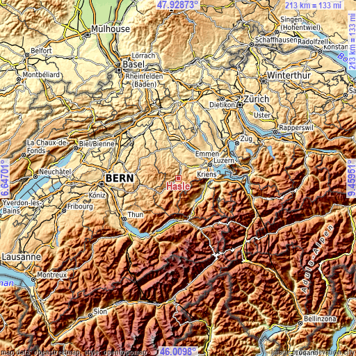 Topographic map of Hasle