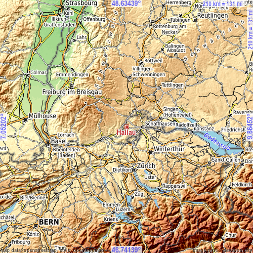 Topographic map of Hallau