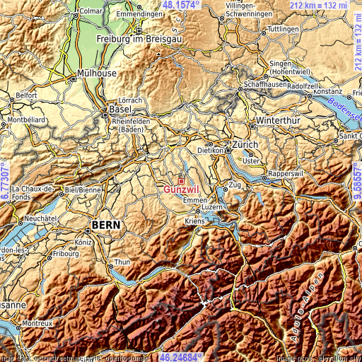 Topographic map of Gunzwil