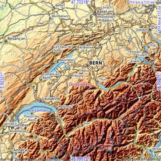 Topographic map of Guggisberg