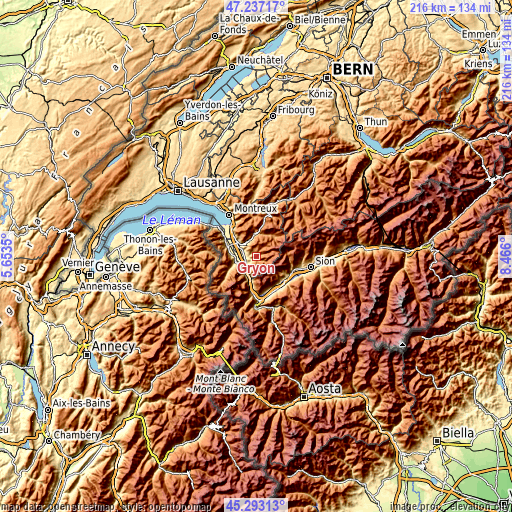 Topographic map of Gryon