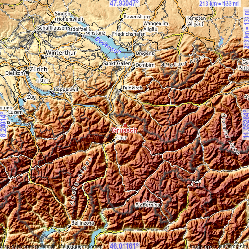 Topographic map of Grüsch