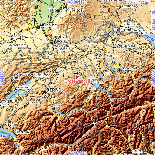 Topographic map of Grosswangen