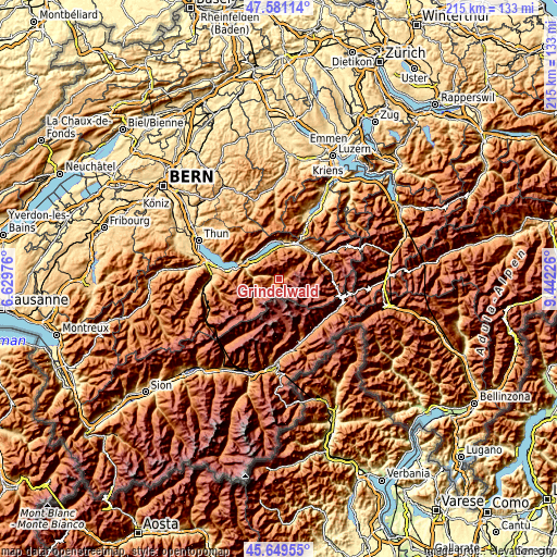 Topographic map of Grindelwald