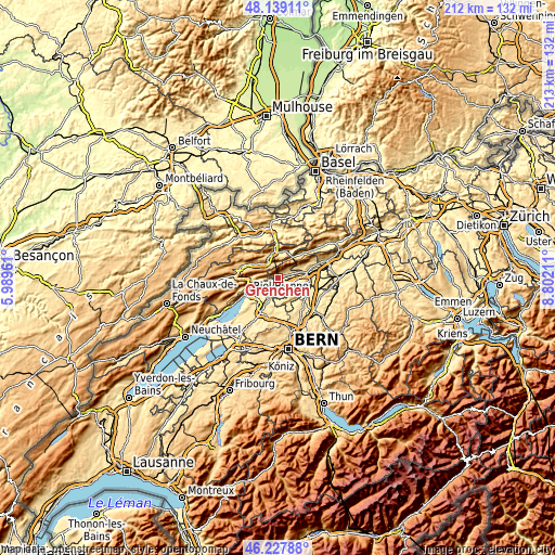 Topographic map of Grenchen