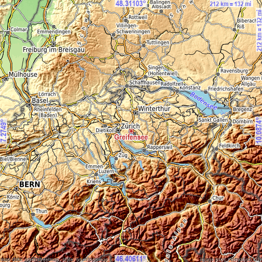 Topographic map of Greifensee