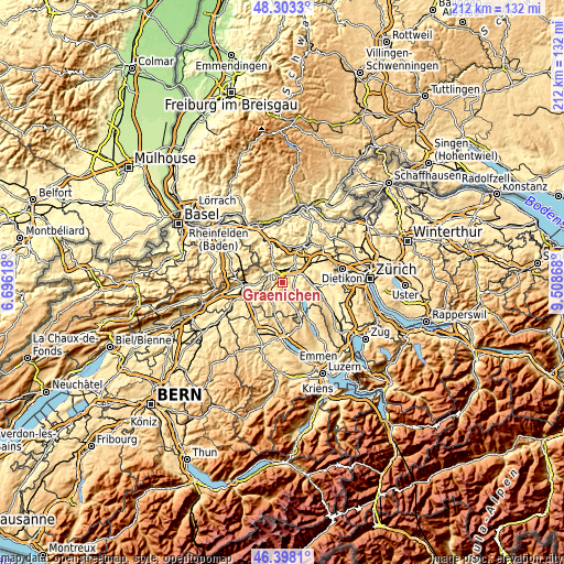 Topographic map of Gränichen