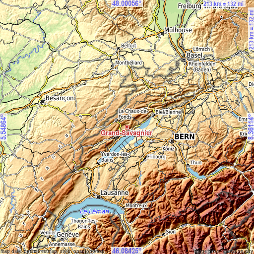 Topographic map of Grand-Savagnier