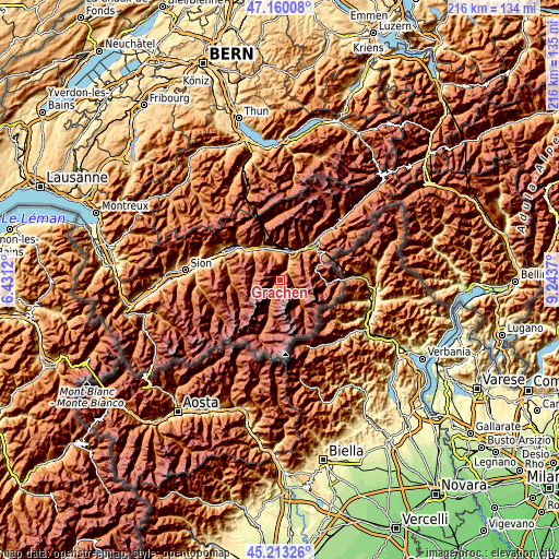 Topographic map of Grächen