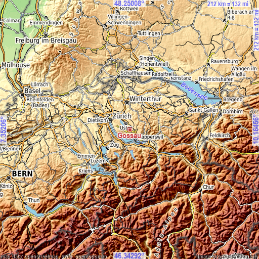 Topographic map of Gossau