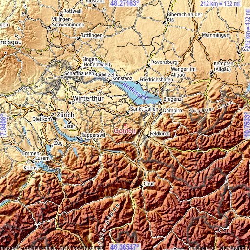Topographic map of Gonten
