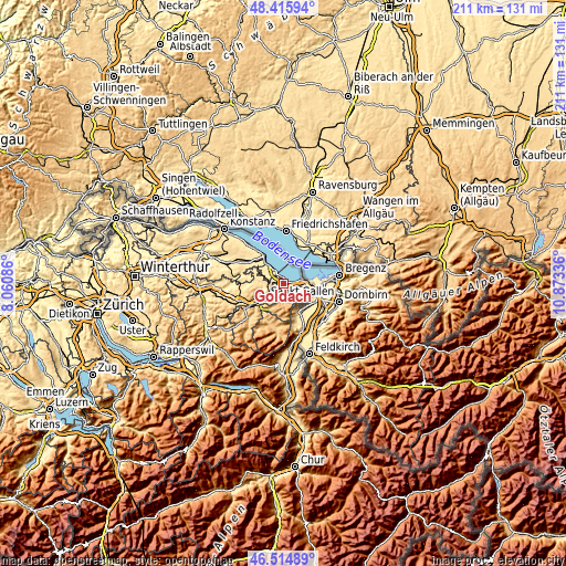 Topographic map of Goldach
