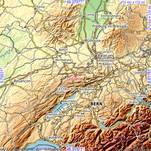 Topographic map of Glovelier