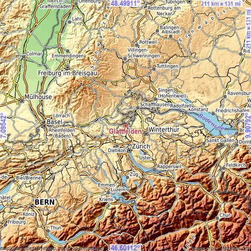 Topographic map of Glattfelden