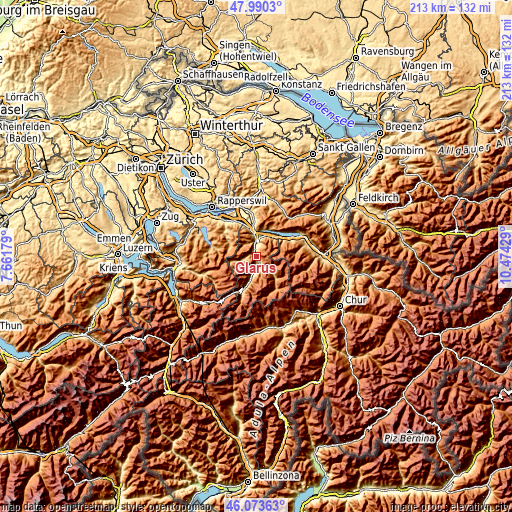 Topographic map of Glarus