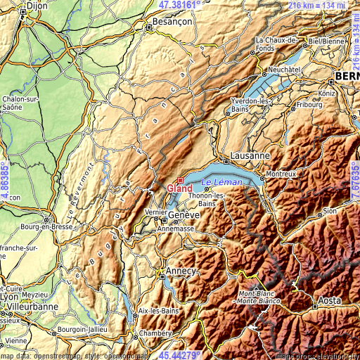 Topographic map of Gland