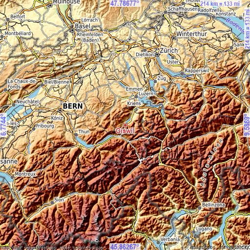 Topographic map of Giswil